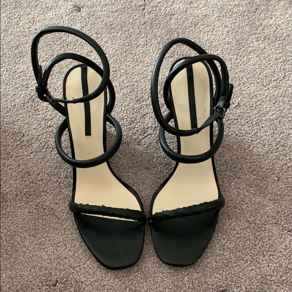 Zara black strappy wedged heels